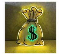 BYAMBD Home Bar Decor Money Bag Neon Signs for Wall Decor Personalized Led Money Light for Display Windows, Bars,Families Decoration