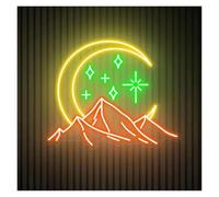 BYAMBD Home Bar Decor Moon and Stars Neon Sign USB Powered Adjustable Brightness Moon and Mountain Neon Lights Sign Personalized Home Decor(C,30cmx40cm)