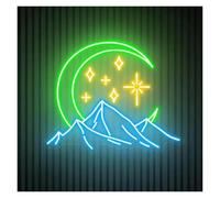 BYAMBD Home Bar Decor Moon and Stars Neon Sign USB Powered Adjustable Brightness Moon and Mountain Neon Lights Sign Personalized Home Decor(B,60cmx70cm)