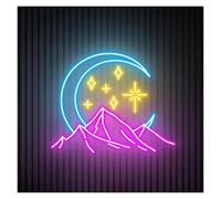 BYAMBD Home Bar Decor Moon and Stars Neon Sign USB Powered Adjustable Brightness Moon and Mountain Neon Lights Sign Personalized Home Decor(F,20cmx30cm)