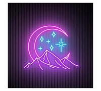 BYAMBD Home Bar Decor Moon and Stars Neon Sign USB Powered Adjustable Brightness Moon and Mountain Neon Lights Sign Personalized Home Decor(D,35cmx45cm)