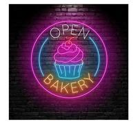 BYAMBD Home Bar Decor Open Bakery Neon Sign USB Powered Lamps Cake Store Cupcake Shop Convenience Store Restaurant Wall Art Decor 51cm
