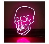BYAMBD Home Bar Decor Pink Skull Neon Sign Room Wall Decoration, Adjustable Ghost Neon Light Sign, USB Power Adjustable Switch 22.4cmx42.4cm