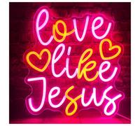 BYAMBD Home Bar Decor Romantic Neon Sign Love Like Jesus Dimmable Lights for Bedroom Wedding Party Decor Aesthetics Draw 14x13inch
