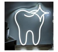 BYAMBD Home Bar Decor Teeth Neon Decorative Lights Dimmable LED Signs Neon Signs Dental Office Decorative Lights 32cm×37cm(White)