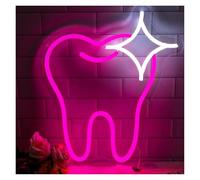 BYAMBD Home Bar Decor Teeth Neon Decorative Lights Dimmable Signs Dental Office 32cm×37cm(Pink)