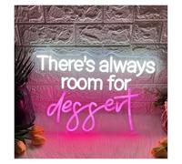 BYAMBD Home Bar Decor There's Always Room for Dessert Neon Sign LED Light Dimmable for Cake Shop Restaurant Desserts Coffee Cafe Wall Decor 17.72inx12in