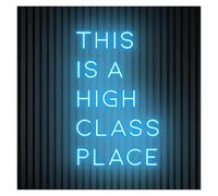 BYAMBD Home Bar Decor This is A High Class Place Neon Sign for Restaurant Hotel Bar Business Home Room Western Wall Art Decor Dimmable USB Powered Light 40cm(Ice Blue)