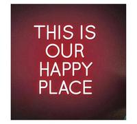 BYAMBD Home Bar Decor This is Our Happy Place Neon Signs USB Powered Adjustable Brightness Letter Neon Lights Suitable for Club Decor(Red,50cmx55cm)