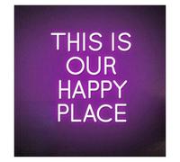 BYAMBD Home Bar Decor This is Our Happy Place Neon Signs USB Powered Adjustable Brightness Letter Neon Lights Suitable for Club Decor(Purple,30cmx35cm)