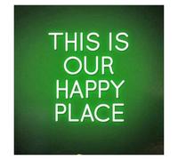 BYAMBD Home Bar Decor This is Our Happy Place Neon Signs USB Powered Adjustable Brightness Letter Neon Lights Suitable for Club Decor(Green,55cmx60cm)