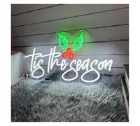 BYAMBD Home Bar Decor Tis The Season Neon Sign LED Light USB Powered for Bar Home Season Holiday Party Room Wall Decor Illuminated(A,45x22cm)