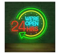 BYAMBD Home Bar Decor We're Open 24 HRS Neon Sign LED Light Dimmable for Business Shop Restaurant Convenience Store Coffee Bar Pub Hotel Decor 31cmx35cm