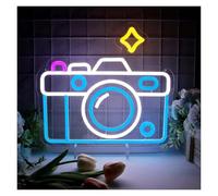 BYAMBD Photography Camera Neon Light Sign, LED Lights, Illuminated Signs for Wall Decor, Bedroom, Family Room, 34cm x 31cm, Plastic