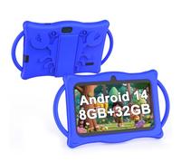 BYANDBY Kids Tablet, 7 inch Android 14 Tablet for Kids, 8GB+32GB ROM+1TB Expand Quad-Core Toddler with Shockproof Case, BT, WiFi, Parental Control, Dual Camera, Games (Blue)