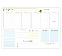 BYANIKA A4 Weekly Planner Pad | Cute To Do List Notepad & Productivity Planner | 120gsm Desk Pad | 50 Tear-Off Sheets | Plan Week & Goals For Better Work-Life Balance | Sweet Bee Design | Great Gift