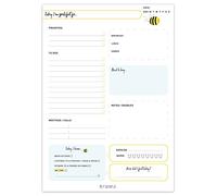 BYANIKA A5 Self Care Daily Planner Pad | Undated To Do List & Productivity Desk Organiser | Plan Work & Personal Life | Note Your Meals, Priorities, Fitness, Daily Tasks & Schedule | Cute Bee Design