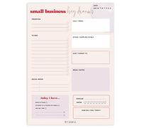 BYANIKA A5 Small Business Planner | 50 Tear-Off Sheets | Work & Personal Self-Care Organiser | Daily Desk Pad for Business Owner | Plan Your To Do List, Productivity & Social Media | Greyboard Back