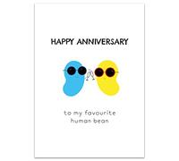 BYANIKA Anniversary Card - Favourite Human Bean - Funny - For Boyfriend Girlfriend Husband Wife Partner - Cute Pun