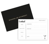 BYANIKA Blank Cocktail Recipe Cards - 25 | Write Your Own Drink & Cocktail Recipes | Double Sided Recipe Cards | Classy Black & Gold 350 GSM Silk Card | Great Gift for Bartenders & Mixology Students