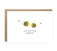 BYANIKA Congratulations Wedding Day, Happy Engagement, Anniversary Card | For Couple, Parents Daughter, Son In Law, Brother, Sister In Law, Mum or Dad | Cute Bee Pun | Blank Inside
