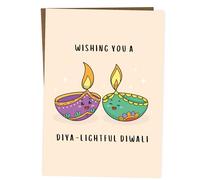 BYANIKA Diwali Card | Happy Diwali, Deepavali, Deepawali | Best Wishes for Celebration | Sweet Gift for Family, Best Friend, Cousin, Colleague, Niece, Nephew | Blank Inside | Funny Candle Pun