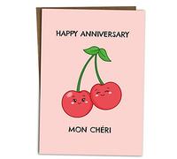 BYANIKA Happy Anniversary Card | Wedding or Dating Anniversary, Memorable Date | Romantic, Meaningful Gift For Her, Him, Girlfriend, Boyfriend, Wife, Husband, Partner | Cute Cherry Pun | Blank Inside
