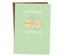 BYANIKA Happy Birthday Card For Best Friend | Bday Wishes For Bestie, BFF, Sister, Brother, Other Half, Wife, Husband, Partner, Boyfriend, Girlfriend, Colleague | Blank Inside | Cute Tea Lover Pun