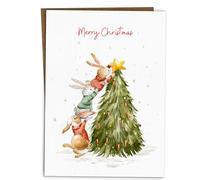 BYANIKA Merry Christmas Card | Cute Xmas Bunnies | For Family, Loved Ones, Friends, Neighbours, Colleagues, Best Friend, Teacher Assistant | Season's Greetings | Happy Festive Season, Holidays