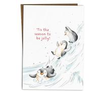 BYANIKA Merry Christmas Card | Cute Xmas Penguins | For Family, Loved Ones, Friends, Neighbours, Colleagues, Best Friend, Teacher Assistant | Season's Greetings | Happy Festive Season, Holidays