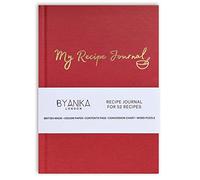BYANIKA Recipe Book For Own Recipes - Cherry Red | Create Your Own Cookbook Journal | Hardback Notebook | Blank Diary To Write In | Cooking Organiser Family Cook Books | Foodie Baking Kitchen Gifts