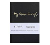 BYANIKA Recipe Book For Own Recipes - Jet Black | Create Your Own Cookbook Journal | Hardback Notebook | Blank Diary To Write In | Cooking Organiser Family Cook Books | Foodie Baking Kitchen Gifts