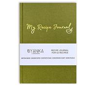BYANIKA Recipe Book For Own Recipes - Olive Green | Create Your Own Cookbook Journal | Hardback Notebook | Blank Diary To Write In | Cooking Organiser Family Cook Books | Foodie Baking Kitchen Gifts