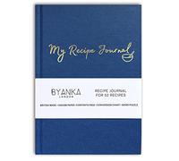 BYANIKA Recipe Book For Own Recipes - Sapphire Blue | Create Your Own Cookbook Journal | Hardback Notebook | Blank Diary To Write In | Cooking Organiser Family Cook Books | Foodie Baking Kitchen Gifts