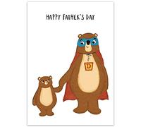 BYANIKA Superhero Father's Day Card | From Daughter, Son, Step Children | For Him, Husband, Dad, Daddy, Grandad, Grandfather, Stepdad, In Law, Uncle, Baby Daddy | Cute Bear Design | Blank Inside