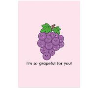 BYANIKA Thank You Card | Gratitude, Thanks, Appreciation, For Helping Me, Your Help Support | For Him, Her, Best Friend, Colleague, Teacher, Mum, Dad, Brother, Sister | Blank Inside | Cute Grape Pun