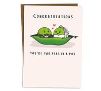 BYANIKA Wedding Congratulations Card | Congrats Happy Couple, Bride, Groom, Just Married, Marriage, New Mr And Mrs, Newlyweds, In-Law, Getting Married Celebration Gift | Blank Inside | Cute Pea Pun