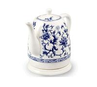 BybAgs Kettles,Electric Ceramic Cordless Blue and White Porcelain Kettle Teapot 1.5L Jug Boils Water Fast for Tea Coffee Soup Oatmeal