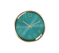 BybAgs Silent Brass Wall Clock Creative Round Wall Clock and Stylish Large Wall Clock for Family Lounge Study Bedroom Classroom (Color : Green, Size : 40.5cm/16in)