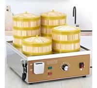 ByBoDi 2/4/6-Hole Electric Steamed Bun Machine, Commercial Electric Steamer,30~110°C Temperature,Independent Water Supply,Dim Sum Electric Steamer,for Buns,Dumplings,and More 4holes-110V