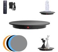 ByBoDi 23.6In Remote Large Motorized Electric Turntable,360 Degree Electric Rotating Potography Turntable,Remote Control +5 Colors Backgrounds,for Products Display,Live Show 42CM-Black