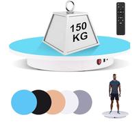 ByBoDi 23.6In Remote Large Motorized Electric Turntable,Rotating Platform Photography Turntable,Control +5 Colors Backgrounds,for Products, Model Photo or Video 60CM-White