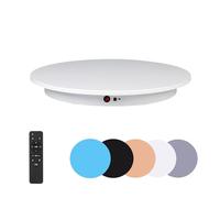 ByBoDi 360 Degree Electric Rotating Potography Turntable,Motorized Rotating Display StandRemote Control +5 Colors Backgrounds,for Products Display,Live Show 42CM-White