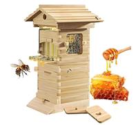 ByBoDi Beehive Starter Kit,Self-Flowing Wooden Bee Box,with Observation Window and Honey Spout,Self-Flow Hive Beehive Starter Kit,for Beekeeping,Garden Pollinators