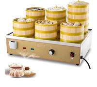 ByBoDi Commercial Electric Steamer,2/4/6-Hole Electric Steamed Bun Machine,30~110°C Temperature,Independent Water Supply,Dim Sum Electric Steamer,for Buns,Dumplings,and More 6holes-220V