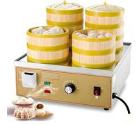 ByBoDi Commercial Electric Steamer,2/4/6-Hole Electric Steamed Bun Machine,30~110°C Temperature,Independent Water Supply,Dim Sum Electric Steamer,for Buns,Dumplings,and More 4holes-110V