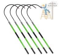 ByBoDi Portable Anti-electrocution Fiberglass Safety Tool,Insulated Electrician Rescue Hook,Load Capacity 220lb,with Anti-Slip Handle,for Power Station,Factory,Auto Maintenance 9.8ft/3m-5pack