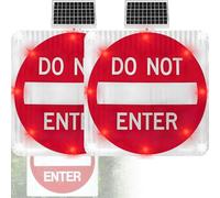 ByBoDi Solar Powered Led Flashing Do Not Enter Sign,12 LEDs,Engineering Grade Reflective Film,DO NOT ENTER Sign with automatic flashing function at night 24in-2piece