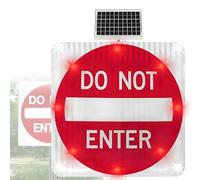 ByBoDi Solar Powered Led Flashing Do Not Enter Sign,12 LEDs,Engineering Grade Reflective Film,DO NOT ENTER Sign with automatic flashing function at night 24in-1piece