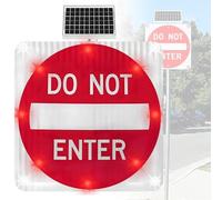 ByBoDi Solar Powered Led Flashing Do Not Enter Sign,Engineering Grade Reflective Film,12 LEDs,DO NOT ENTER Sign with automatic flashing function at night 30in-1piece